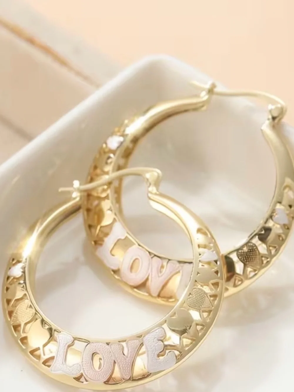 Gold Tone Multi-Color Heart Hoop Earrings - Women Jewelry